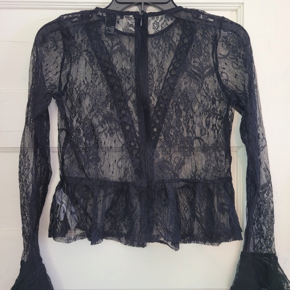 Sheer lace black top - Picture 1 of 14